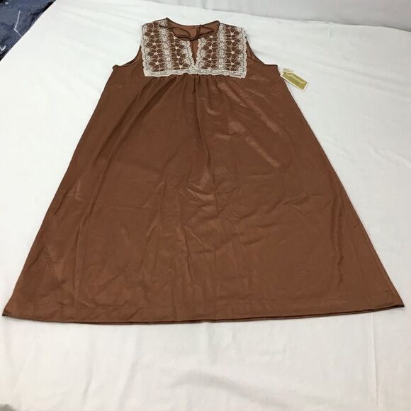 LGWU USA Made Gossard Artemis 70s Lace Night Gown Brown Vintage Size Medium - Picture 10 of 11